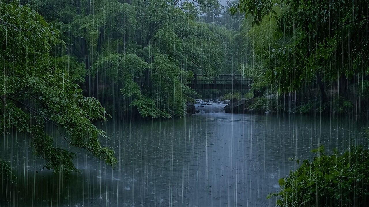 Heal Your Mind with Real Forest Rain | ASMR Rainfall on Forest Lake to Sleep, Relax Deeply