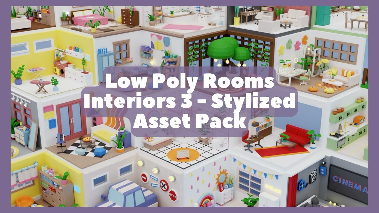 Low Poly Rooms Interiors 3 - Stylized Asset Pack