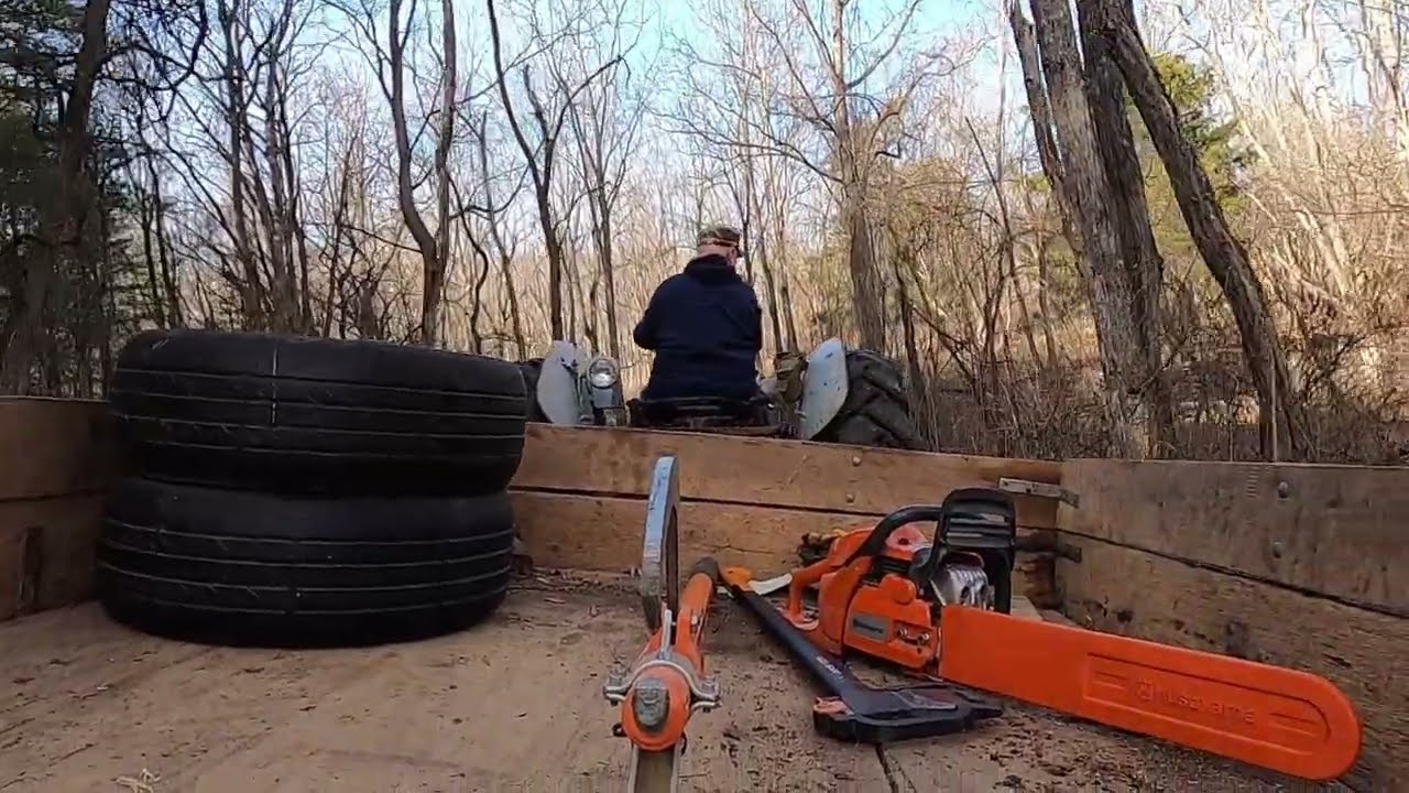 1953 Ford Jubilee Tractor Pulls Down a Green Ash & Then I Splitt Some Black Cherry Wood with My Ax