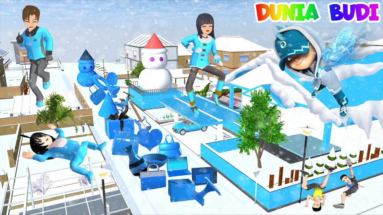 Yuta Kumpul Barang Biru Sesuai Warna BoboiBoy Es Muncul Salju | Sakura School Simulator