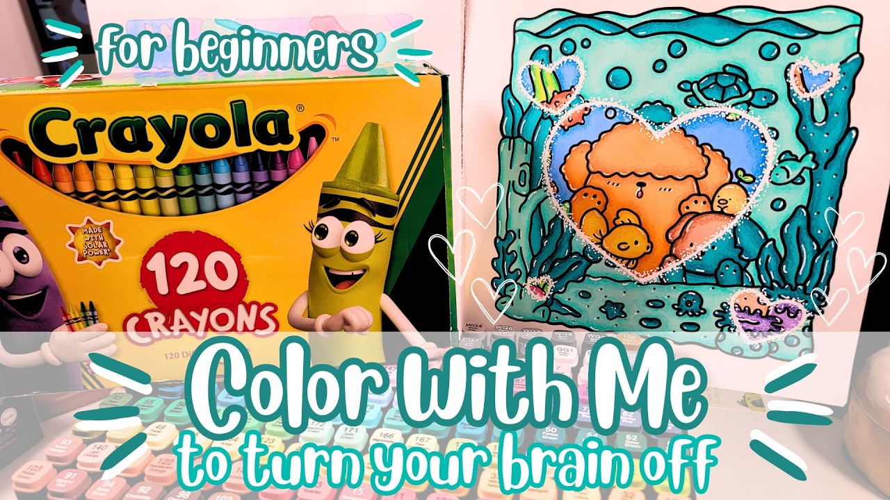 Color With Me For Beginners With Relaxing Music🎵🐠 | Cozy Cuties by Coco Wyo | #adultcoloringchannel