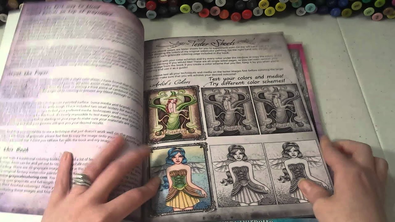 Beginner's vs Advanced Grayscale Coloring Book Comparison Video - Spellbinding Images (Volume 1)