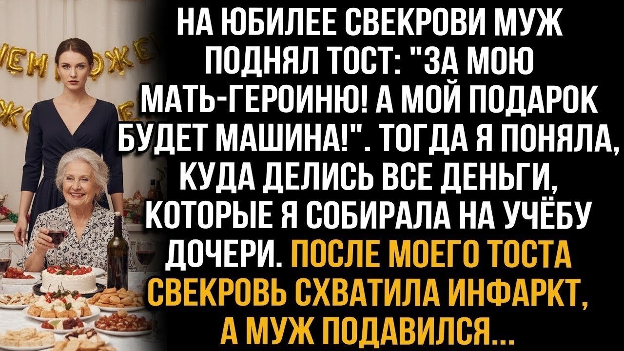 Муж купил свекрови авто на деньги для учёбы дочери. Мой тост довел её до инфаркта, а его — до шока.