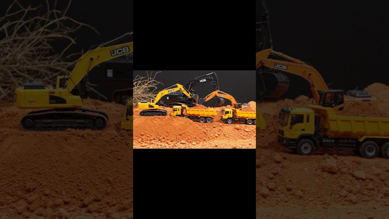 Heavy RC Machines Working Together on Road Construction