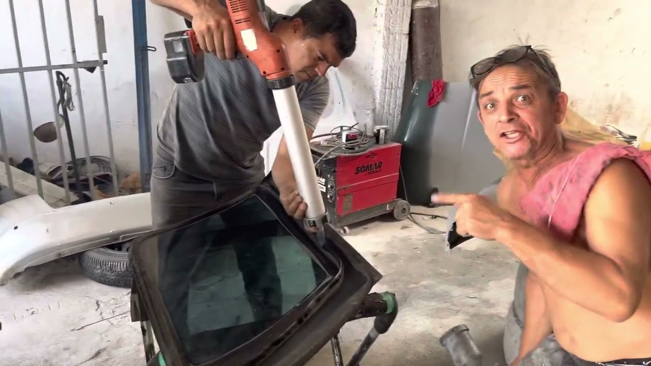 Instalando vidros da Blazer antiga