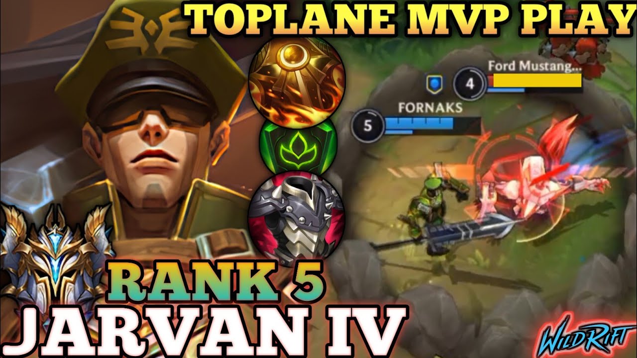 JARVAN IV TOPLANE MVP PLAY! 100% TANK KILLER BUILD - TOP 5 GLOBAL JARVAN IV BY FORNAKS - WILD RIFT