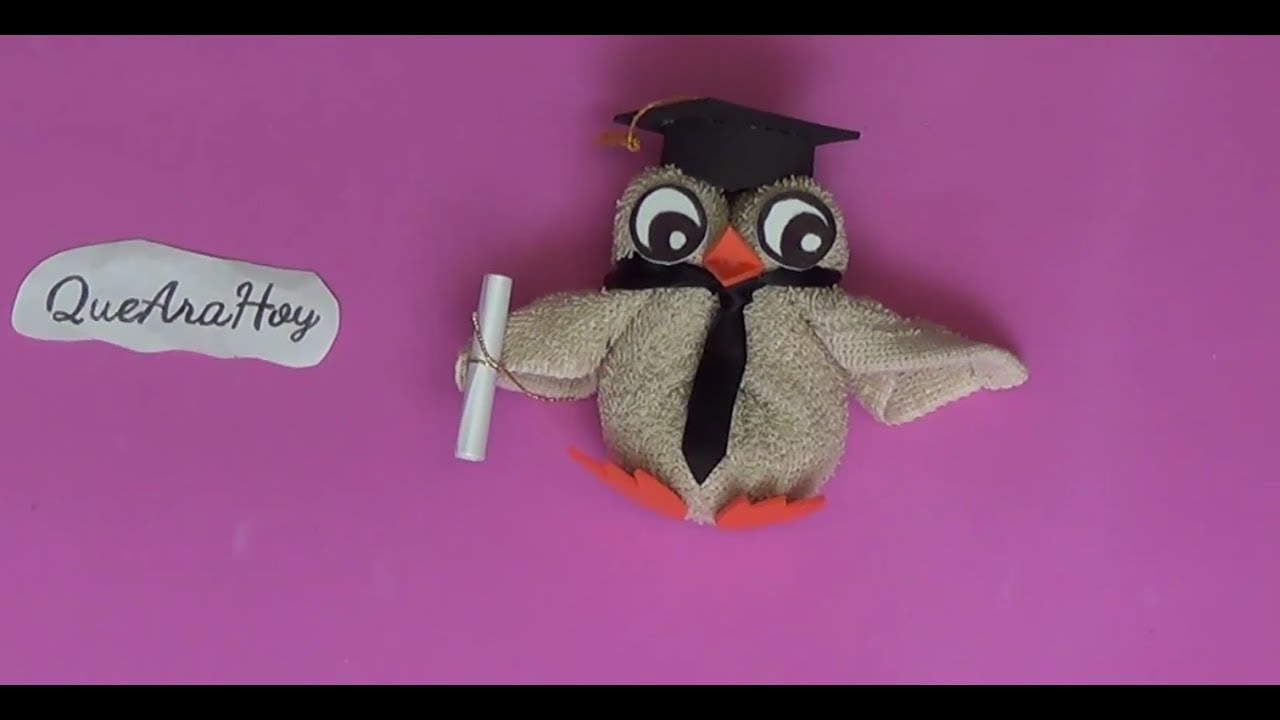 Búho de toalla para graduación DIY