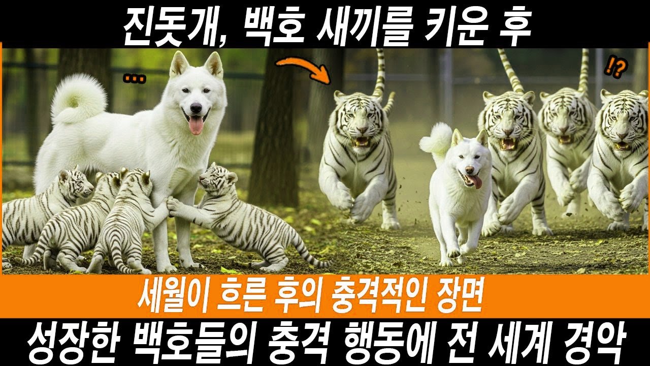 해외감동사연 진돗개가 키운 백호 새끼들, 성장 후 뜻밖의 행동을 보여 모두를 놀라게 했습니다 #해외반응 #외국반응 #외국인반응 #해외사연 #해외감동사연 #실화기반 #진돗개