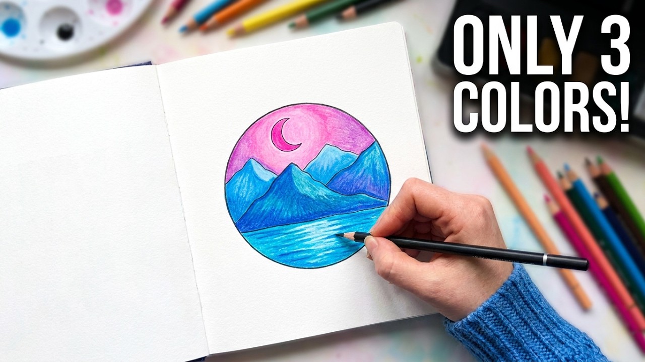 Peaceful mountains drawing