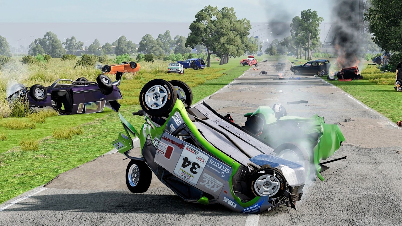 Rollover Pileup Crashes #12 &ndash; BeamNG Drive | CrashBoomPunk
