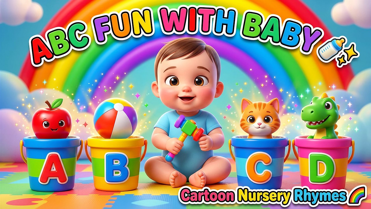 A to Z Learning with Cute Baby 🍼🔨 | Cartoon Nursery Rhymes ABC | 3D Kids Animation Fun 🎉