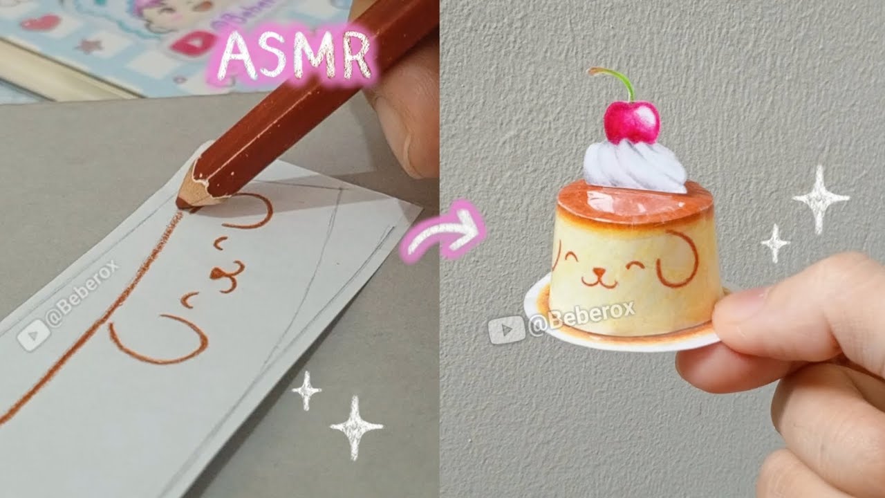 ASMR Kawaii Food Drawing 🎧 Pudding | Paper Craft Ideas ✨ | Tutorial