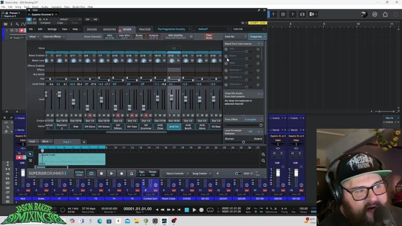 Multi Output Route Superior Drummer 3 in Studio One Pro 6
