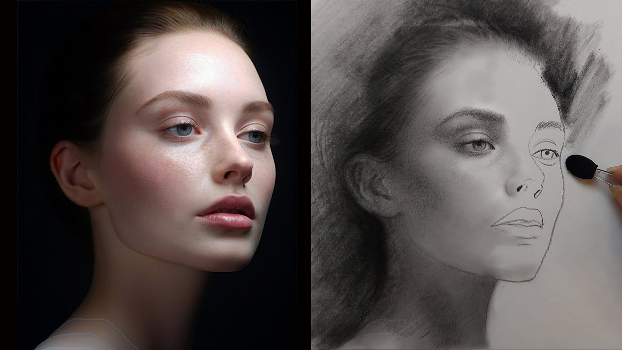 How To Draw and Shade a Realistic Portrait | Graphite Powder and Pencil
