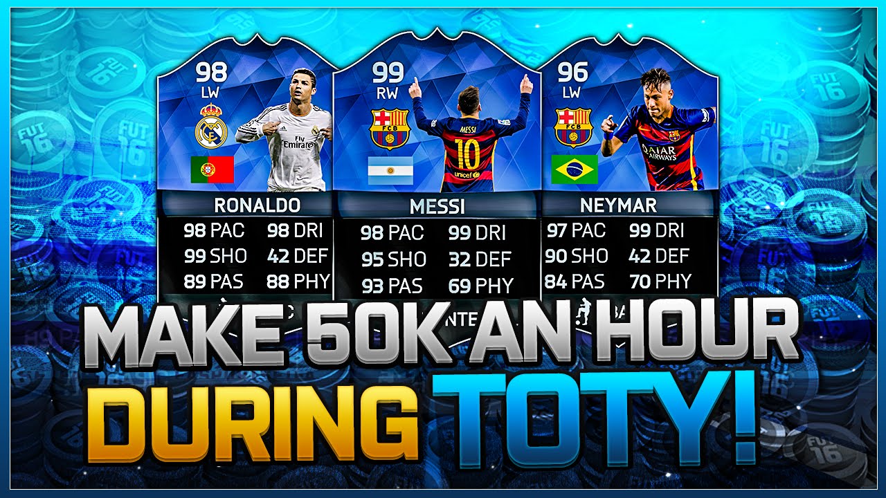 FIFA 16: MAKE 50K AN HOUR DURING TOTY - BEST TOTY TRADING METHODS!!