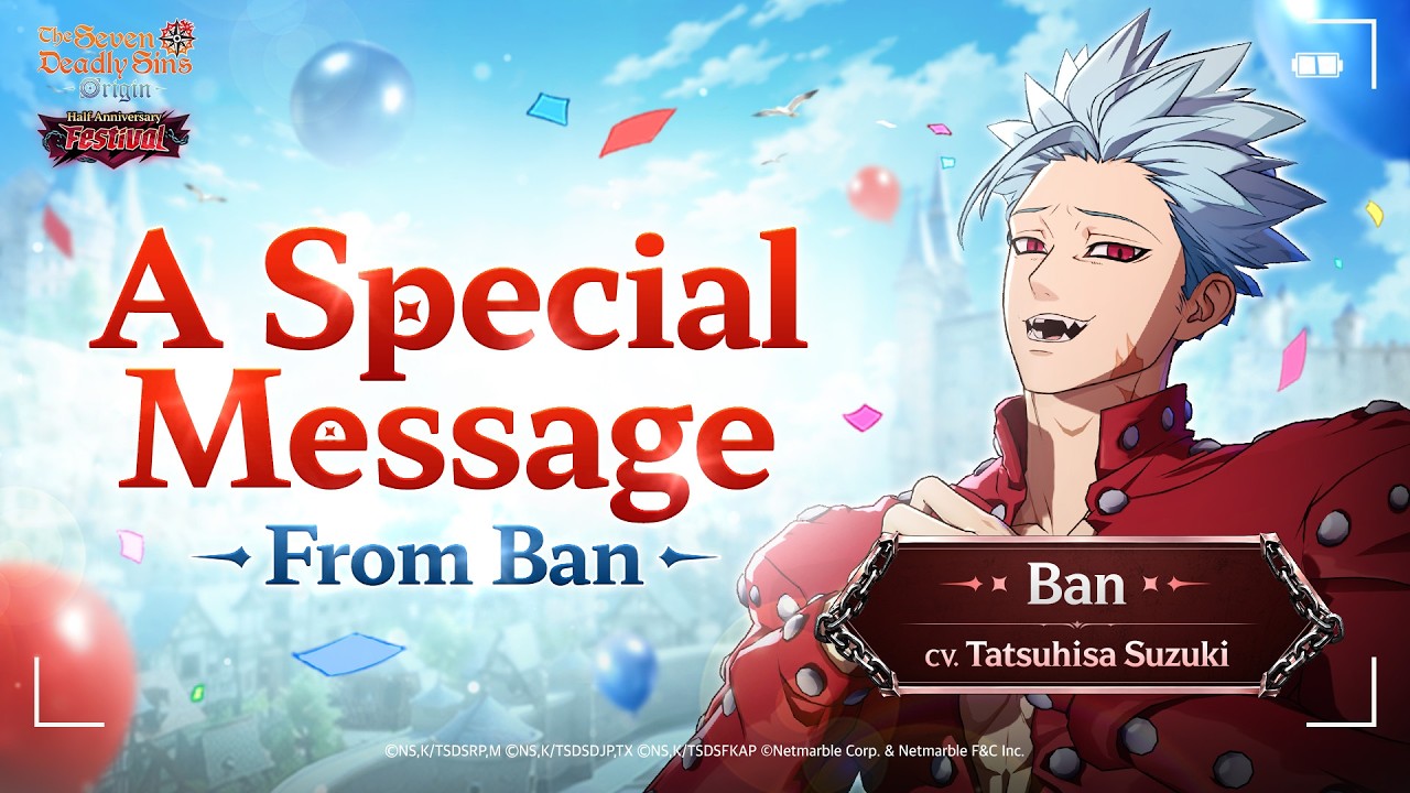 [The Seven Deadly Sins: Origin] Ban (CV: Tatsuhisa Suzuki) Special Voice Video Revealed!