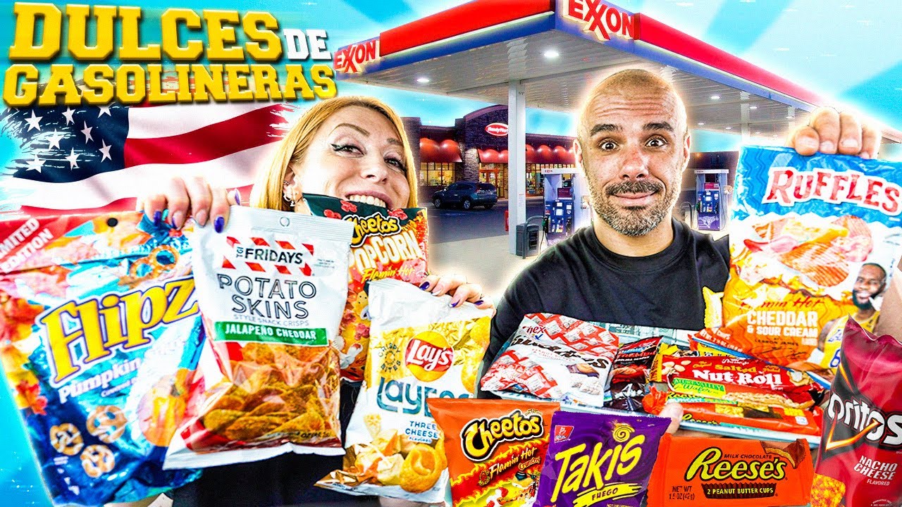 Probando DULCES AMERICANOS de las GASOLINERAS de ESTADOS UNIDOS 🇺🇸 * NUEVOS REESES,CHEETOS,LAYS…*