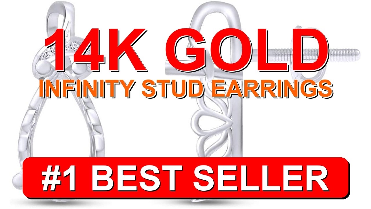 14K Gold Infinity Stud Earrings Mounting Screw Back - B08L1YW9DX