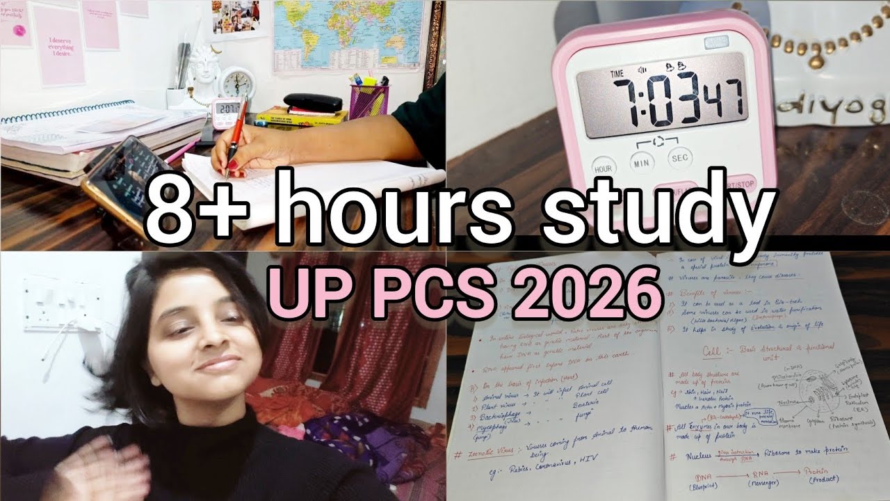 8+ Hours Study With Me 📚| UP PCS 2026 | UPSC 2027 Aspirant Routine