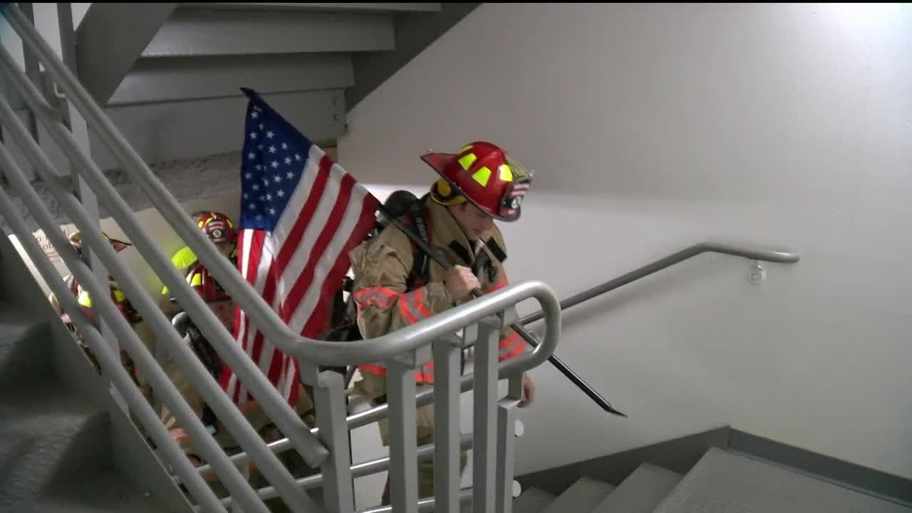 Council Bluffs Fire cadets climb stairs to honor 9/11 firefighters