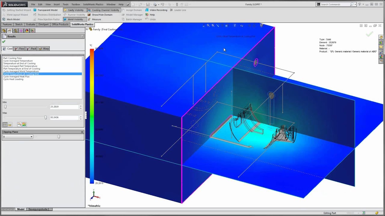 SOLIDWORKS Plastic - projektowanie układu chłodzącego i analiza paczenia