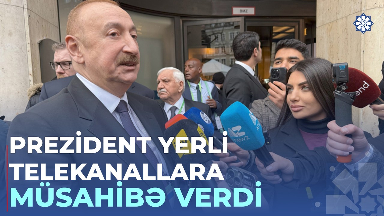 Prezident İlham Əliyev Münxendə Azərbaycan telekanallarına müsahibə verib