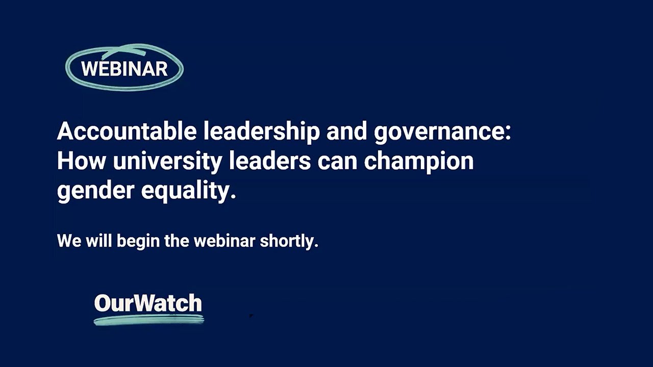 Webinar: Accountable leadership and governance - how university leaders can champion gender equality