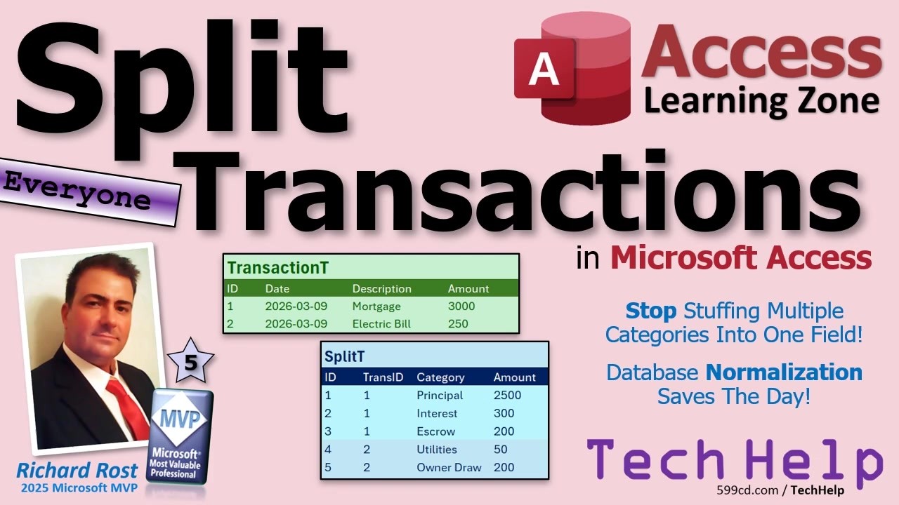 How To Handle Split Transactions and Multiple Categories in Microsoft Access Check Registers