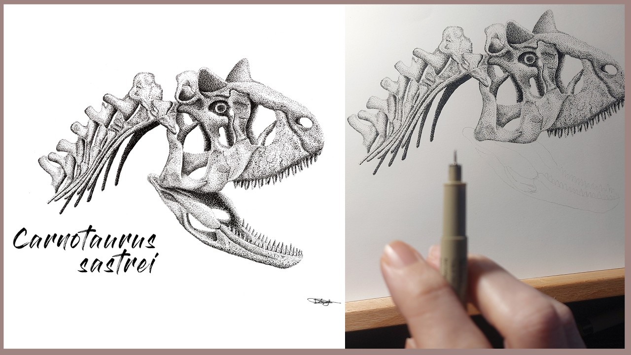how I made this illustration | CARNOTAURUS SASTREI #inkart #carnotaurus