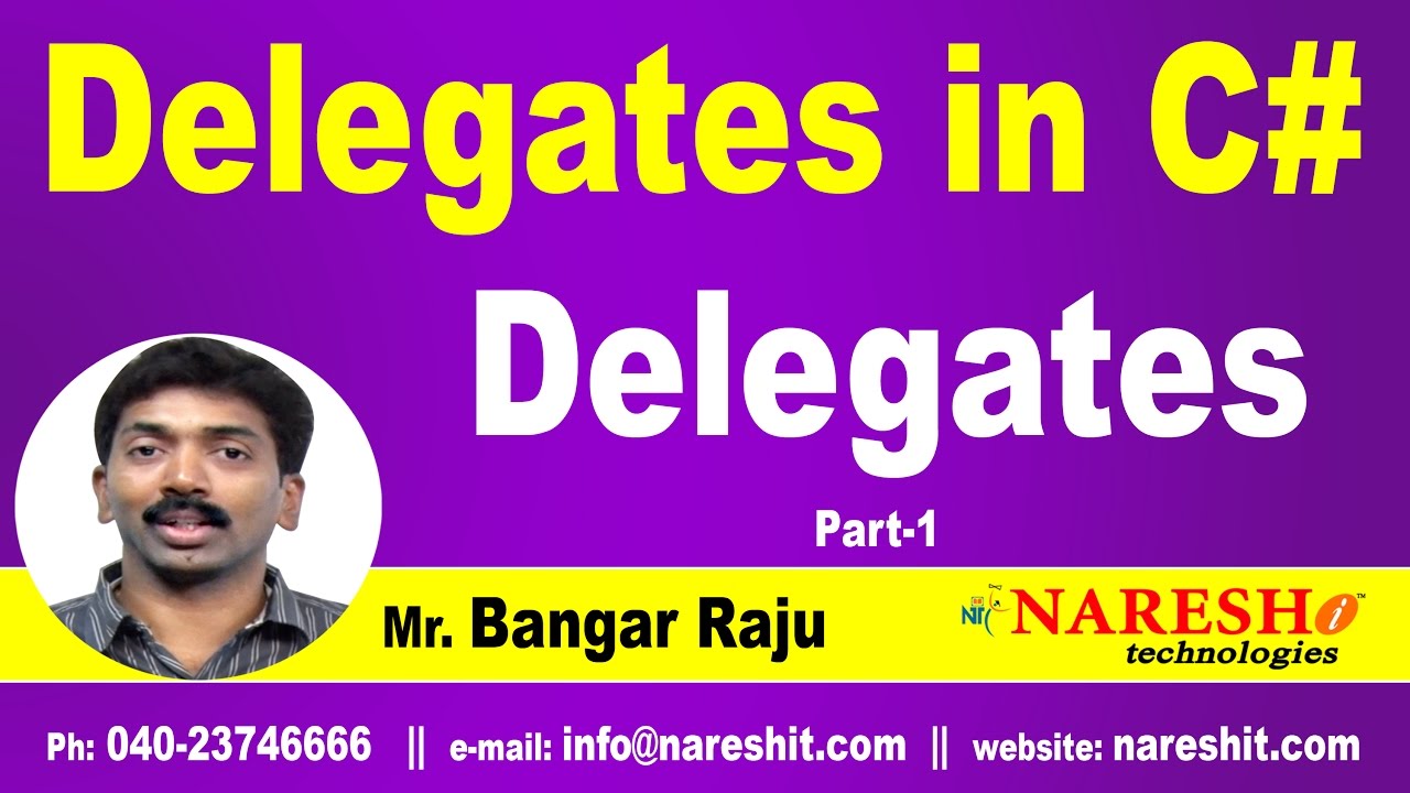 Delegates in C# | Delegates Part 1 | C#.NET Tutorial | Mr. Bangar Raju