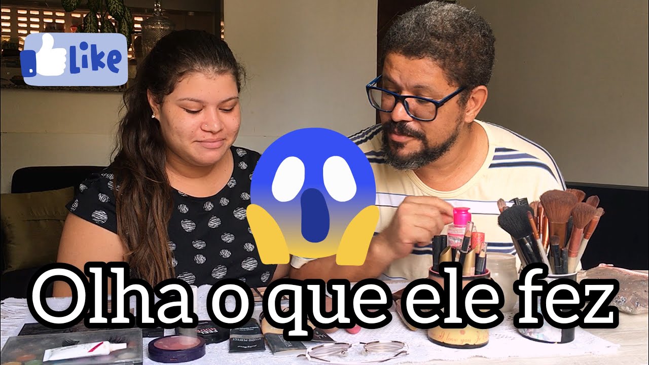 pai fazendo make (Maquiagem) na filha(jessica lima)