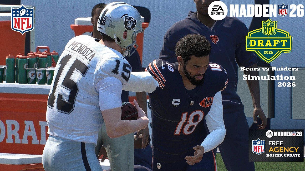 Madden 26 Caleb Williams Bears vs Fernando Mendoza Raiders Sim NFL DRAFT EARLY 2026 Game Play