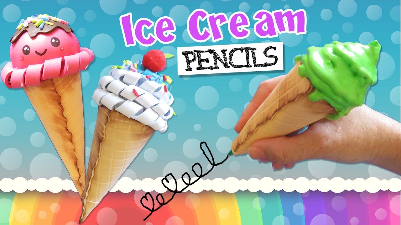 3 DIY ICE CREAM PENCILS - SCHOOL SUPPLIES - BACK TO SCHOOL | aPasos Crafts DIY