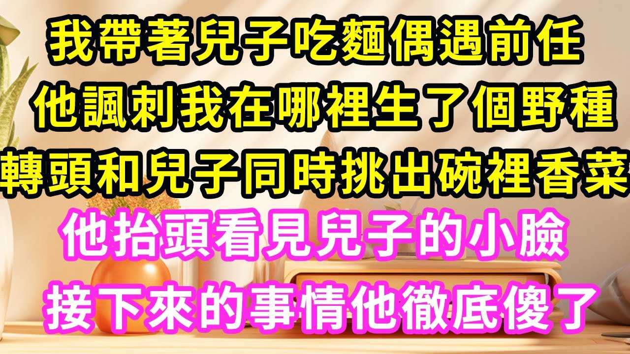 我帶著兒子吃面偶遇前任，他諷刺我在哪里生了個野種，轉頭卻和兒子同時挑出碗裏香菜，抬頭看見兒子小臉後，接下來的事情他傻了#甜寵#灰姑娘#霸道總裁#愛情#婚姻#小嫻說故事#暖風故事匯
