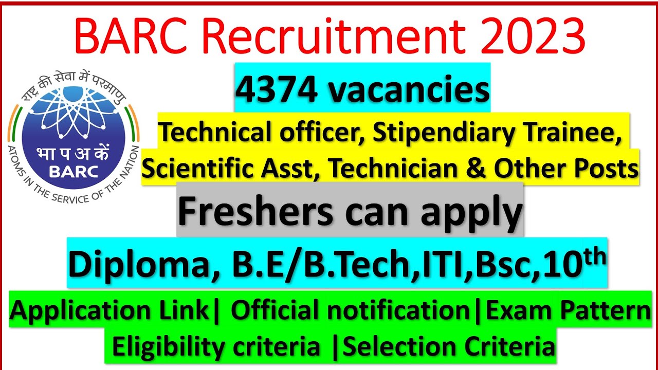 BARC Recruitment 2023 | Bhabha Atomic Research Centre Vacancies | barc vacancies | job notifications