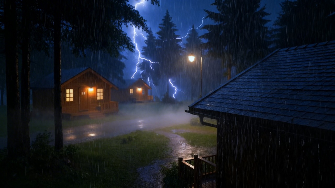 You’ll Fall Asleep Fast 😴 | Cozy Forest Cabin Rain & Thunder ASMR at Night