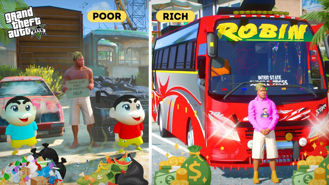 GTA 5: Franklin & Shinchan Poor To Rich Life Part : 02 In Gta5...! ( Gta5 mods )