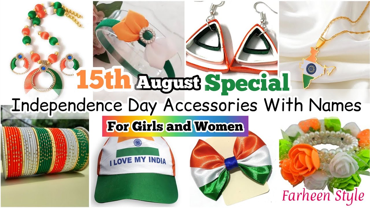 Independence day accessories with names/tricolour accessories/tiranga earrings/15 august accessories