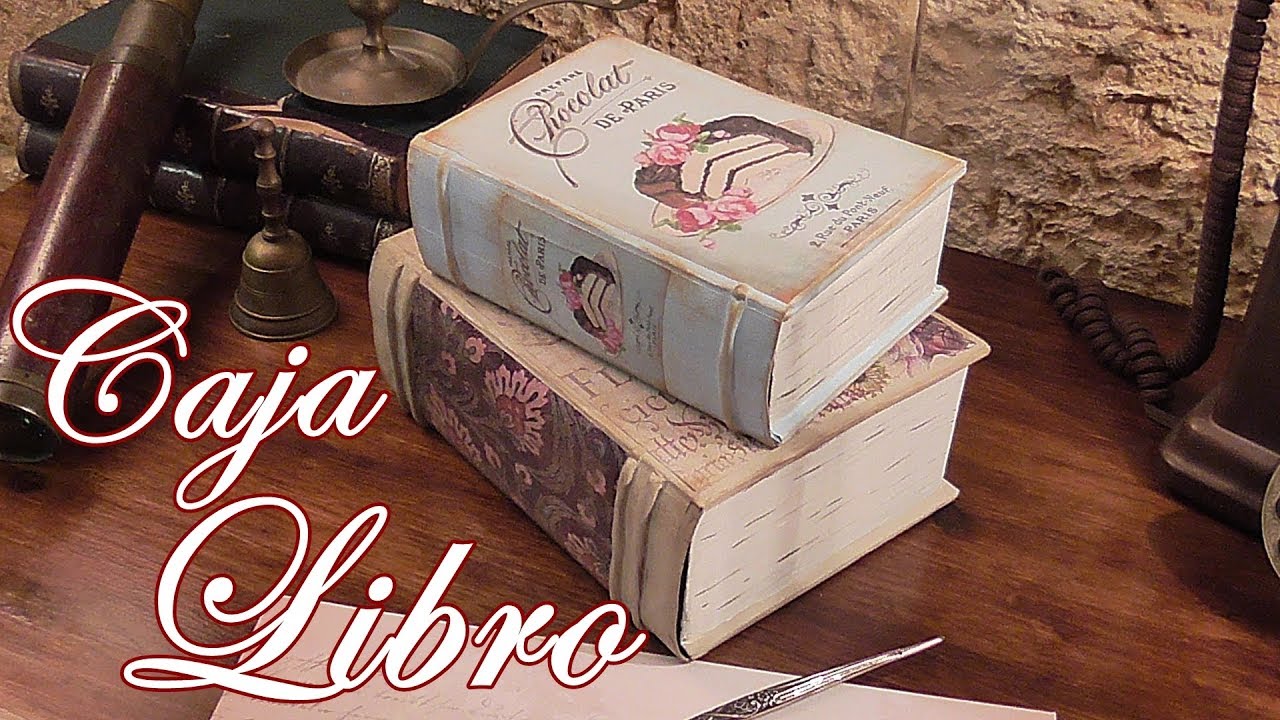 Como hacer una Caja libro reciclando cartón. Libro de decoración Vintage