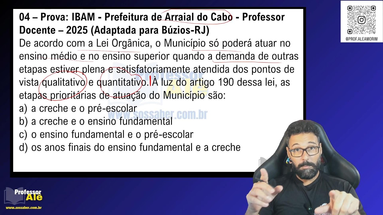 Questões da banca IBAM de Lei Orgânica de Armação dos Búzios - RJ