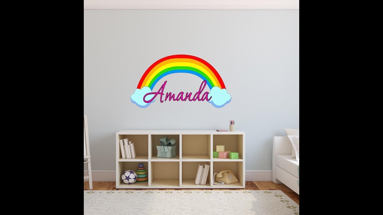 Custom Name Rainbow Wall Decal Nursery - How To Apply - RB2