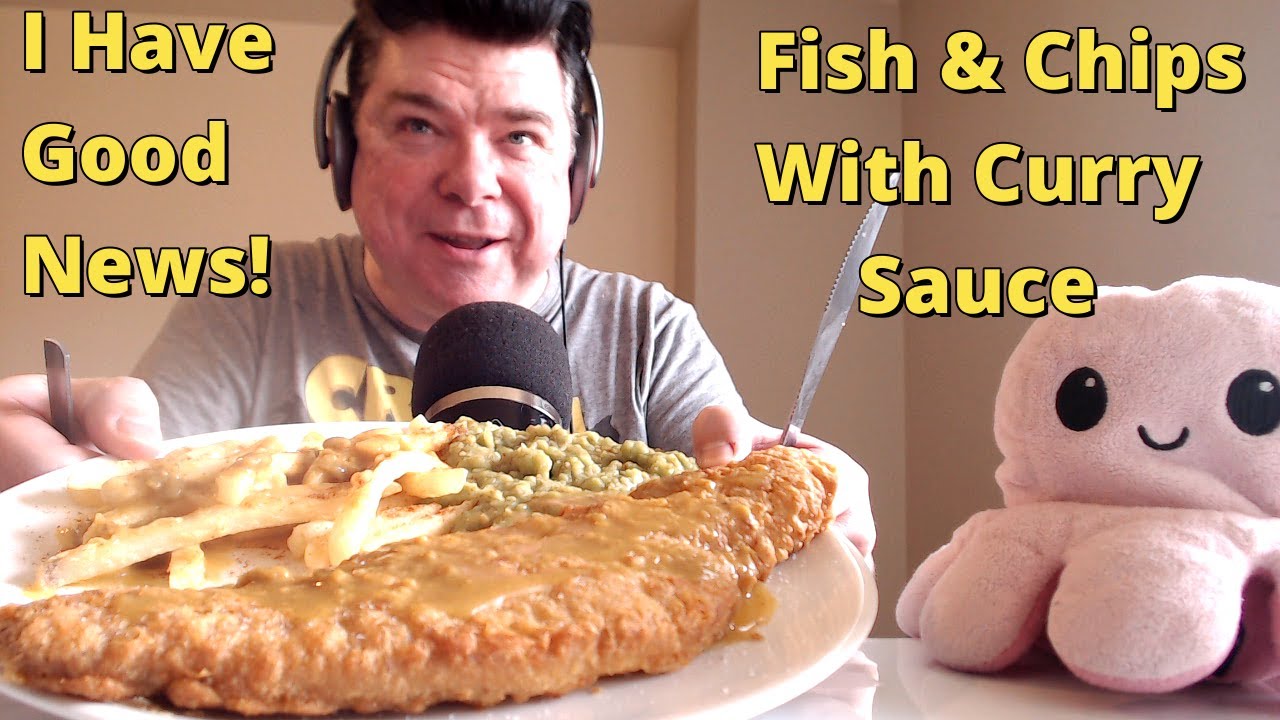 [ASMR] Eating Fish & Chips With Curry Sauce (I Have Some Great News!)