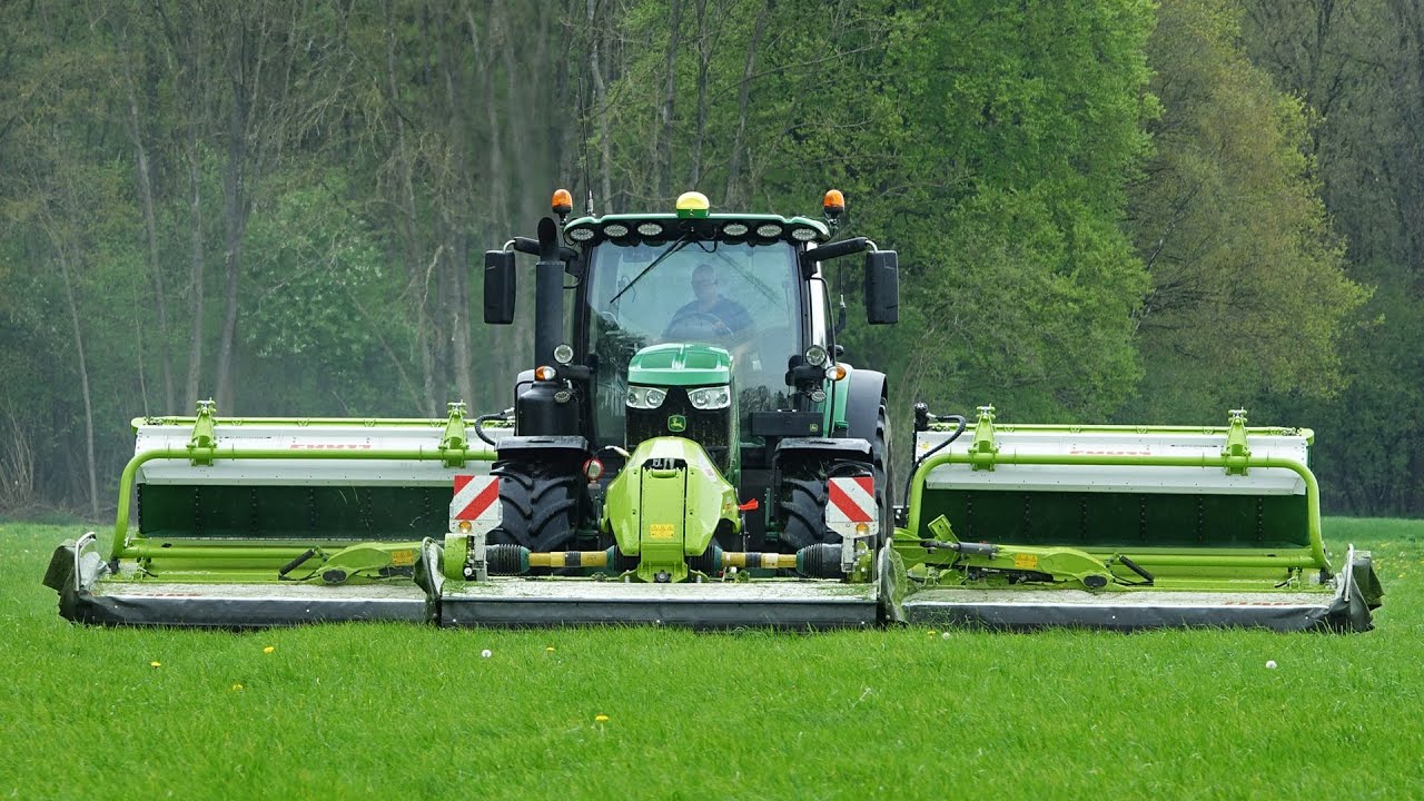 Mowing First Grass | John Deere 6175R + Claas triples | Schimmel Overberg | 2023