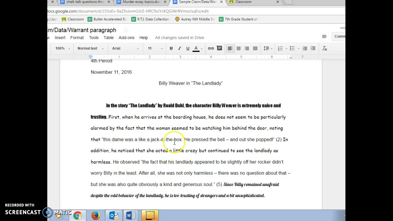 How to Structure a claim-data-warrant paragraph