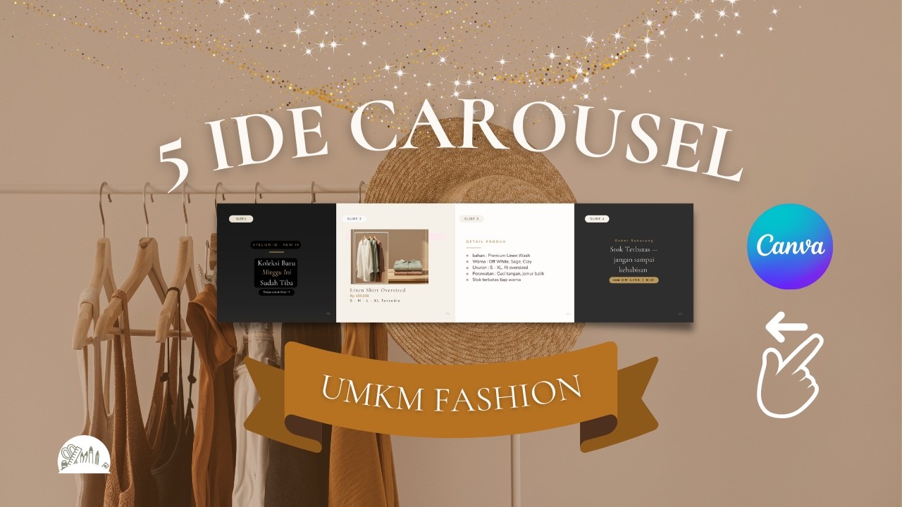 5 ide konten carousel Instagram khusus untuk UMKM fashion — editable Canva template 🖤