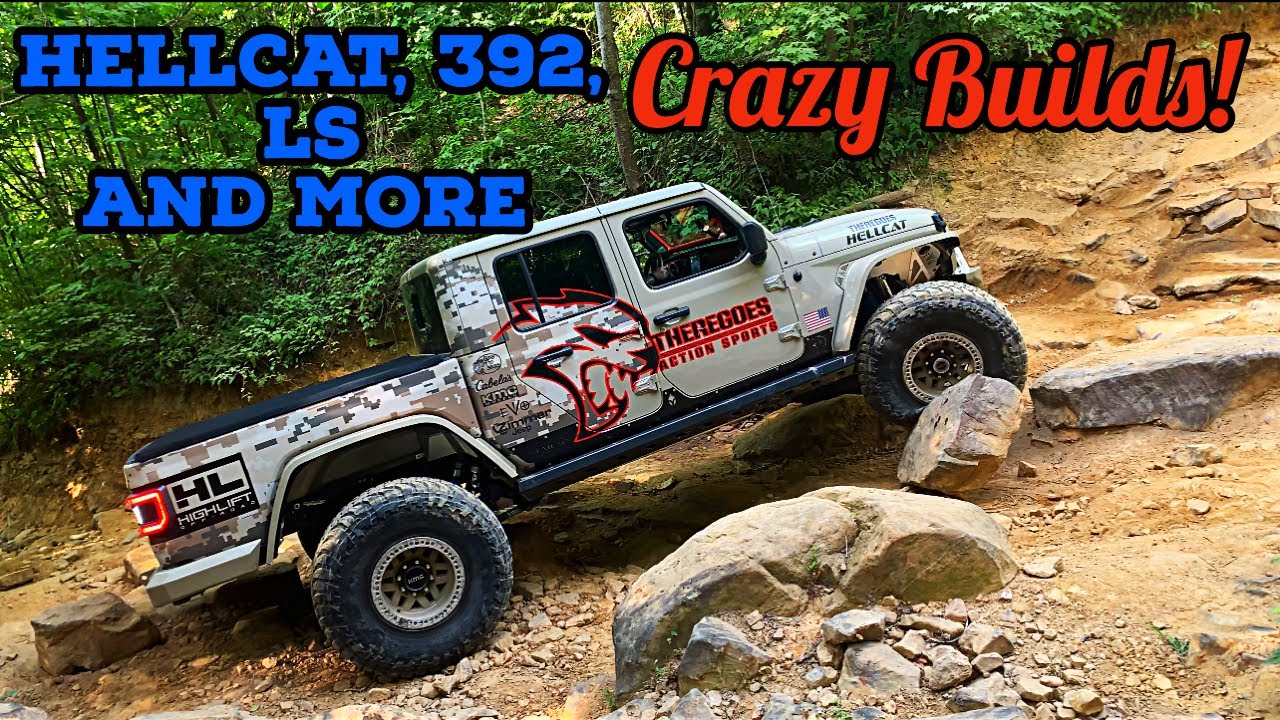 Hellcat Jeep Gladiator and Other Crazy Builds Crawl Windrock Park Pt.1