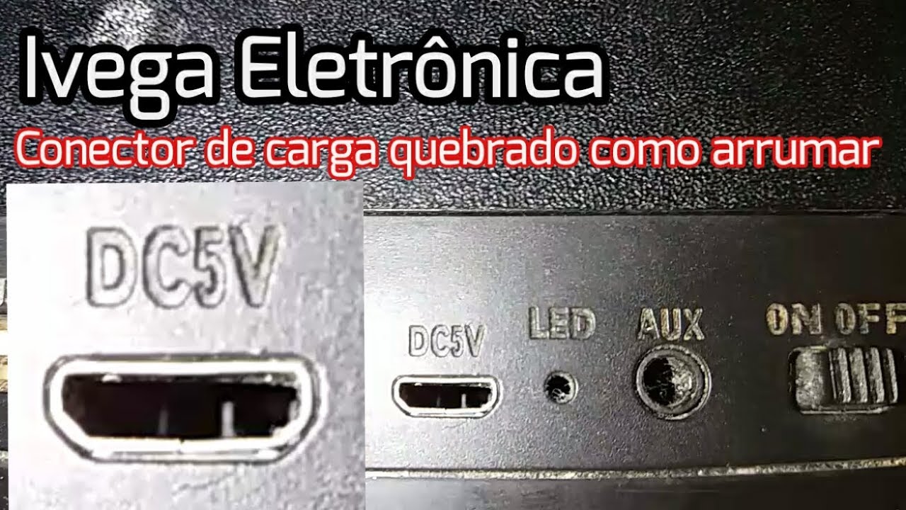 Conector de carga quebrado, adaptando cabo USB para carregar.