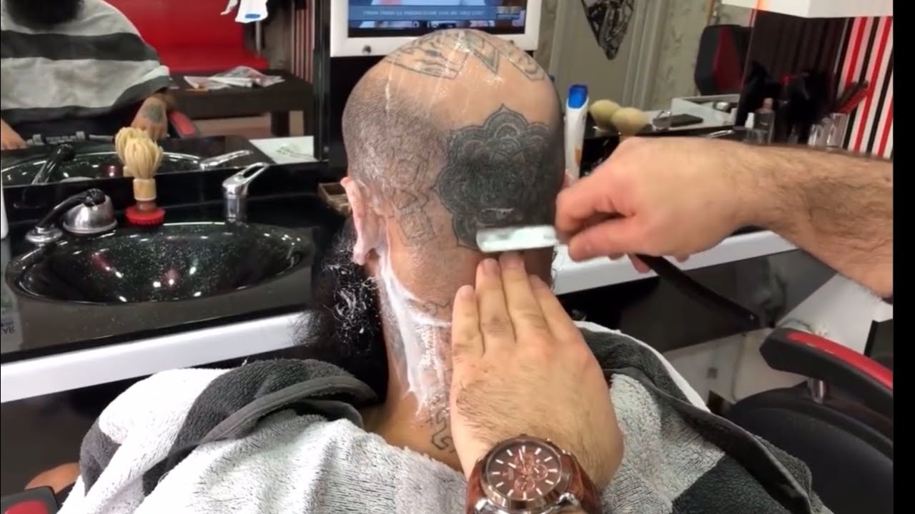 [ASMR] Tattoo cleaning with razor cutting • Turkish Barber Massage