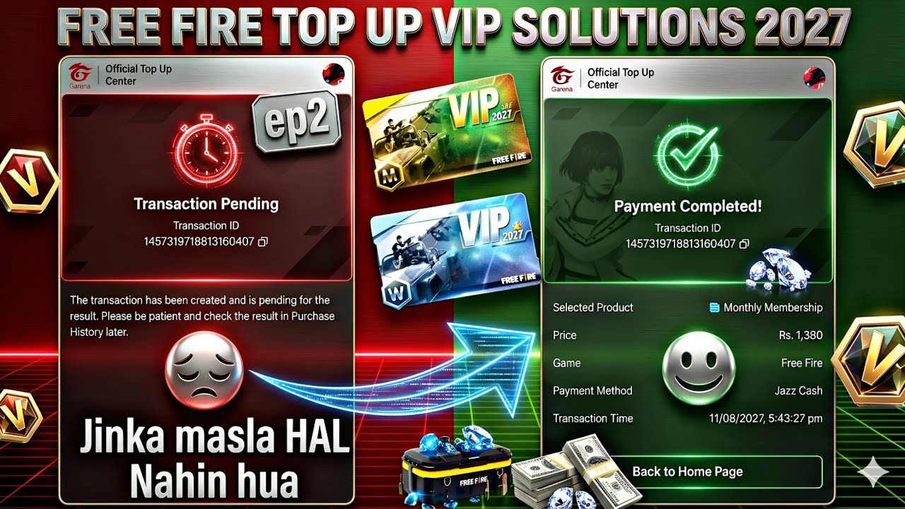 Garena Topup Transaction Pending Problem Solved | Free Fire Transaction Pending Problem |Free fire🔥