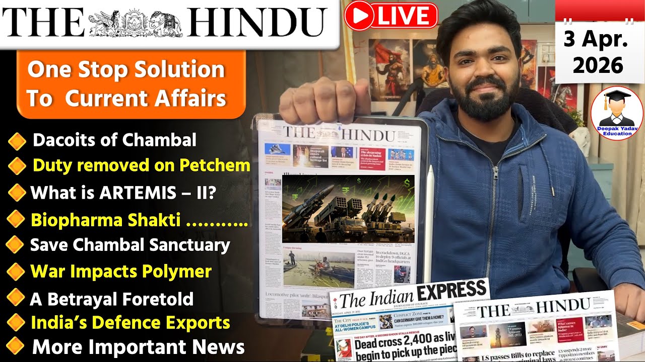 THE HINDU Newspaper Analysis | 3rd April 2026 | Current Affairs Today 3 April | Editorial Analysis
